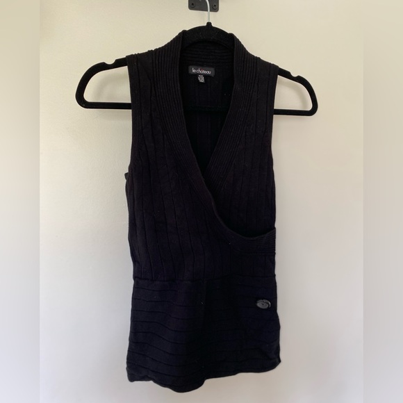 Le Chateau Black Knit Blouse - Picture 1 of 6